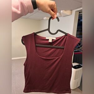 All Saints Burgundy Crop Top
